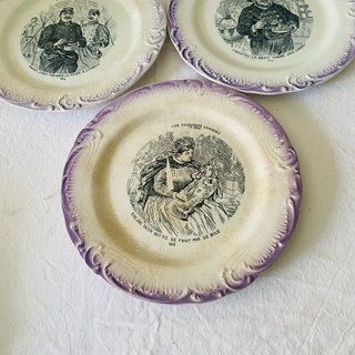 4 Platos antiguos Porcelaine Opaque de Gien Franci