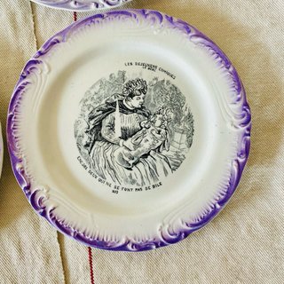4 Platos antiguos Porcelaine Opaque de Gien France