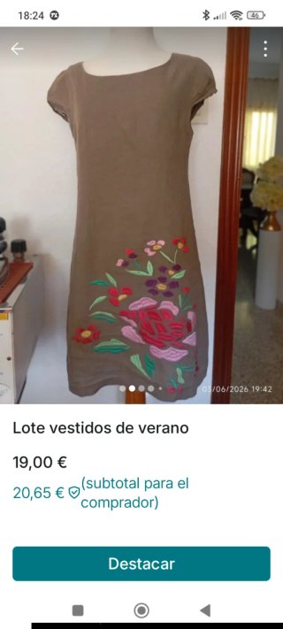 Vestido de lino con bordado floral