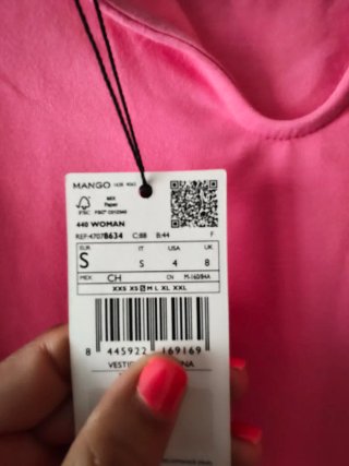Vestido Mango Rosa Volantes Talla S