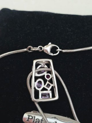 Collar Plata 925 Ley con Piedras Moradas