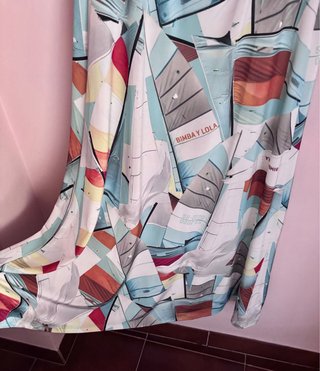 Vestido Bimba y Lola Midi M Turquesa Estampado