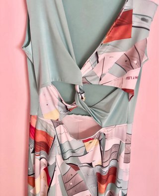 Vestido Bimba y Lola Midi M Turquesa Estampado