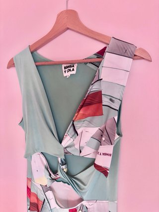 Vestido Bimba y Lola Midi M Turquesa Estampado