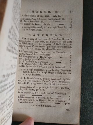 Libro antiguo Racing Calendar 1780