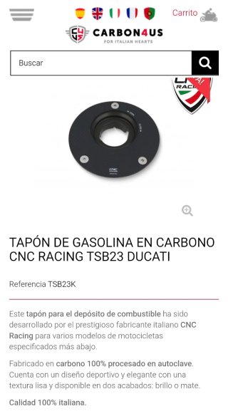 Tapón depósito combustible Ducati Carbono