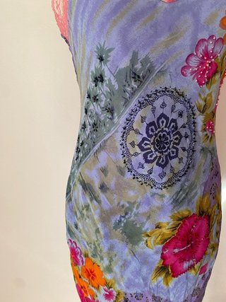 Vestido Morado Fairycore Floral Encaje