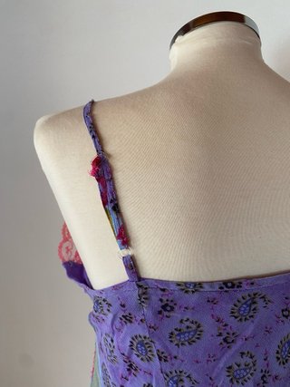 Vestido Morado Fairycore Floral Encaje