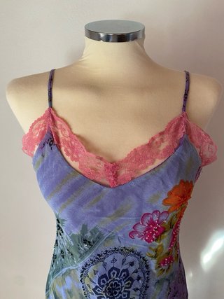Vestido Morado Fairycore Floral Encaje