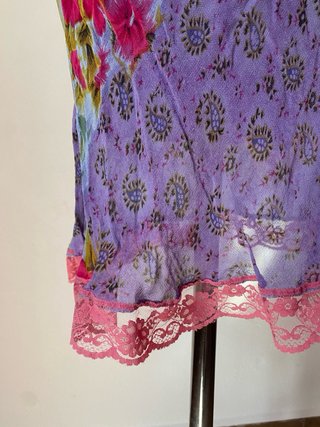 Vestido Morado Fairycore Floral Encaje