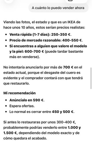 Sofá de piel blanco por mudanza