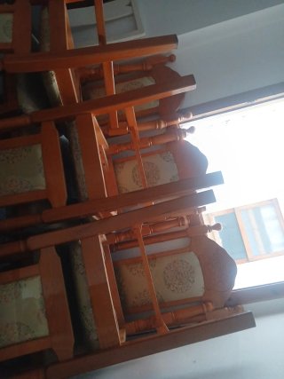 6 Sillas de Comedor Madera y Tela en inca