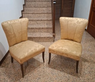 Coppia Poltroncine Vintage Anni 50 Oro Damascato