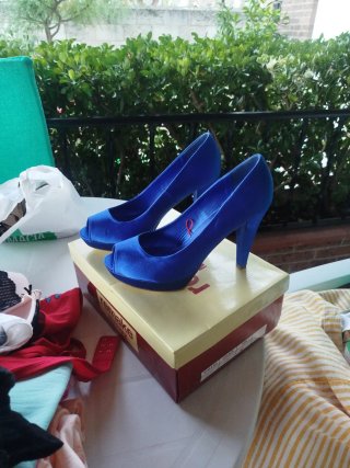 Zapatos de tacón azul Mary Paz Talla 40