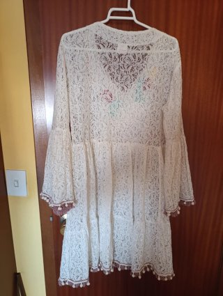 Vestido blanco bordado talla única