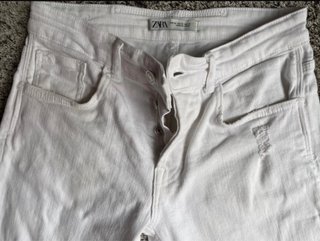 Pantalón vaquero blanco Zara slim Roto T38