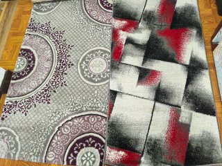 Alfombras modernas gris y rojo