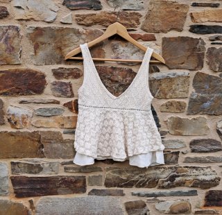 Top Zara Crochet Blanco Talla XS