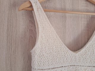 Top Zara Crochet Blanco Talla XS