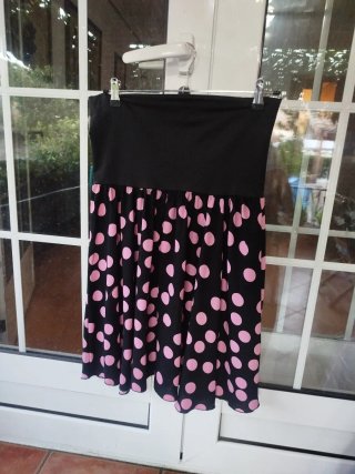 Vestido lunares negro y rosa talla 38