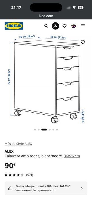 Escritorio ALEX IKEA con cajoneras