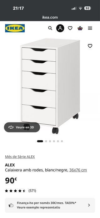 Escritorio ALEX IKEA con cajoneras