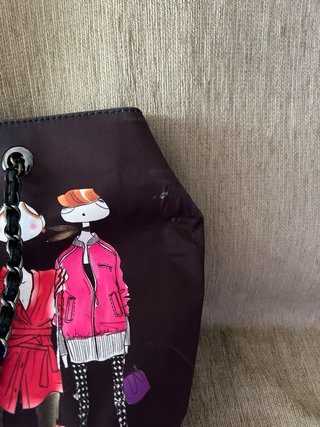 Bolso Moschino Negro Estampado Figuras
