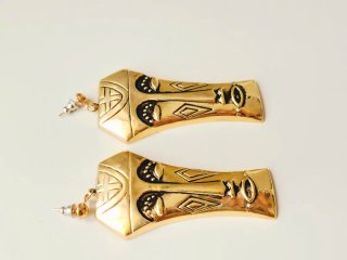 Pendientes vintage máscara tribal dorados