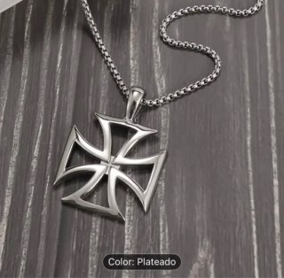 Cadena y Colgante Cruz Alemana Plateado
