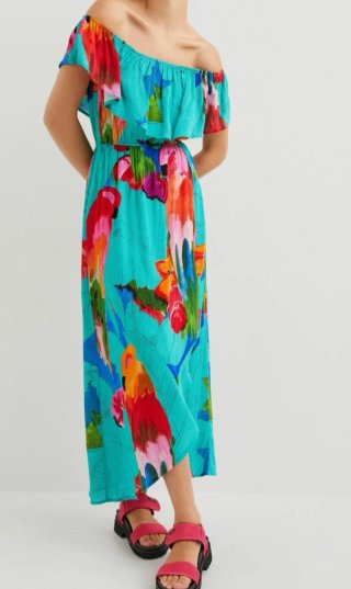 Vestido Desigual Multicolor y Turquesa