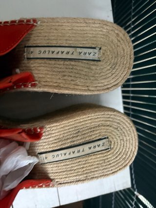 Zara Sandalias Plataforma Esparto Rojas