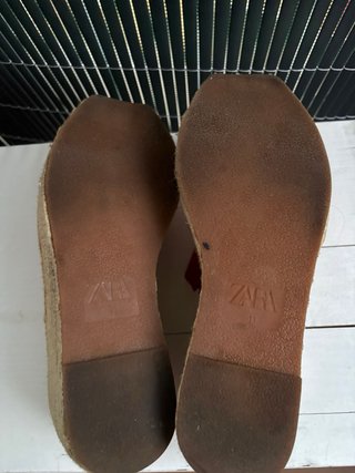 Zara Sandalias Plataforma Esparto Rojas