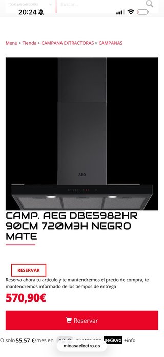 Campana Extractora AEG DBES982HR 90cm Negra