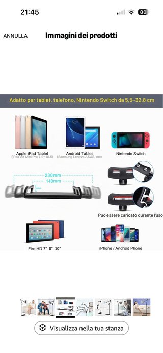 Supporto universale per tablet e smartphone