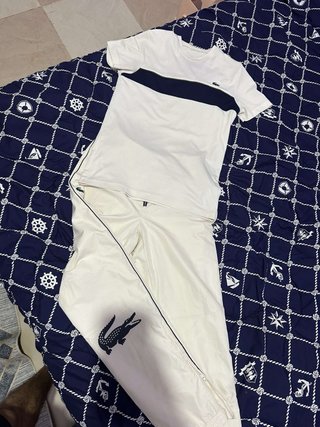 Conjunto Lacoste Blanco y Azul