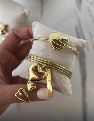 Collar Dorado Dama, brazalete , anillos