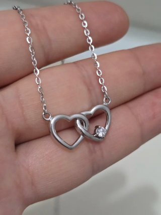 Collar Plata 925 Corazones Entrelazados