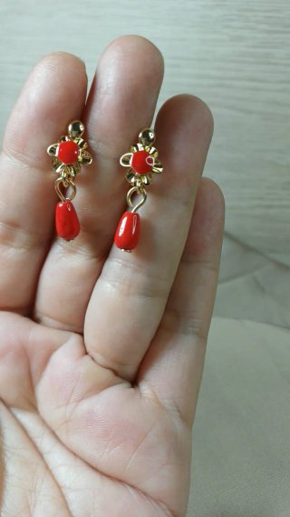 Pendientes Oro Corales Flor