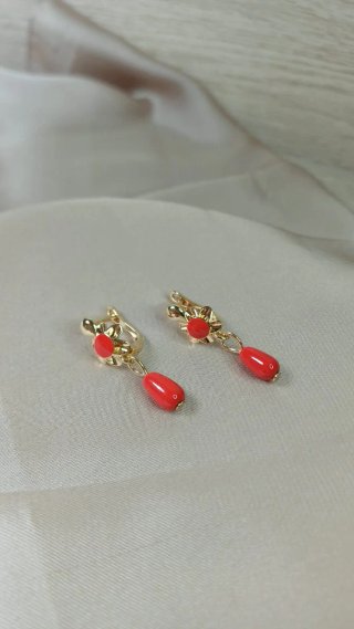 Pendientes Oro Corales Flor