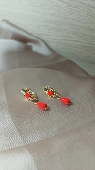 Pendientes Oro Corales Flor