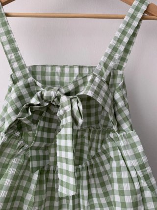 Top cuadros vichy verde y blanco