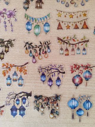 50 Pegatinas Decorativas: Lámparas y Guirnaldas