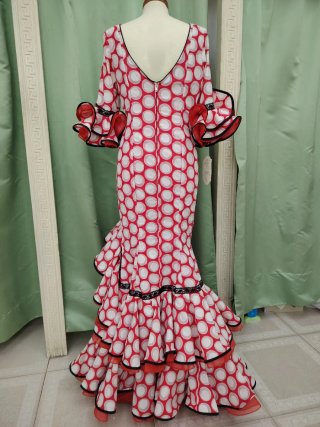 Traje Flamenca Rojo Lunares Blanco. Sin estrenar