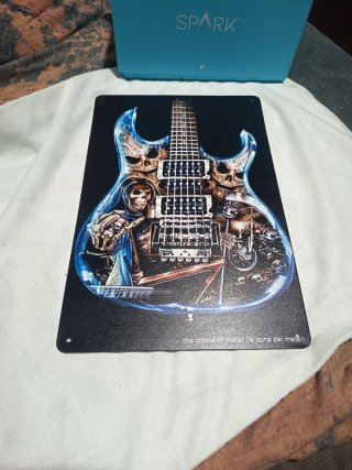 Placa Metálica Guitarra Heavy 30cm