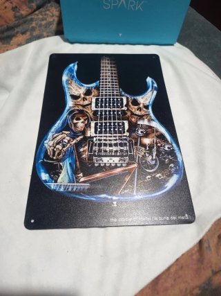 Placa Metálica Guitarra Heavy 30cm