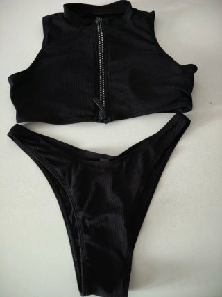 Bañador bikini negro cremallera