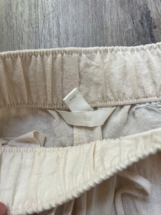 Pantalón lino mujer beige