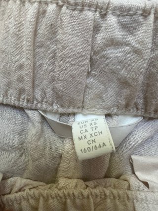 Pantalón lino mujer beige