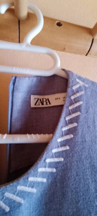 Vestido Zara Verano Bordado Floral Azul