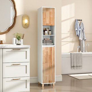Armario para ropa de cama con 3 estantes y cesta d